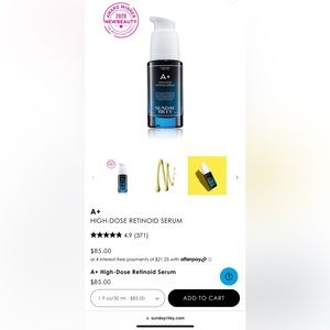 Sunday, Riley A+ high-dose retinoid serum. New.